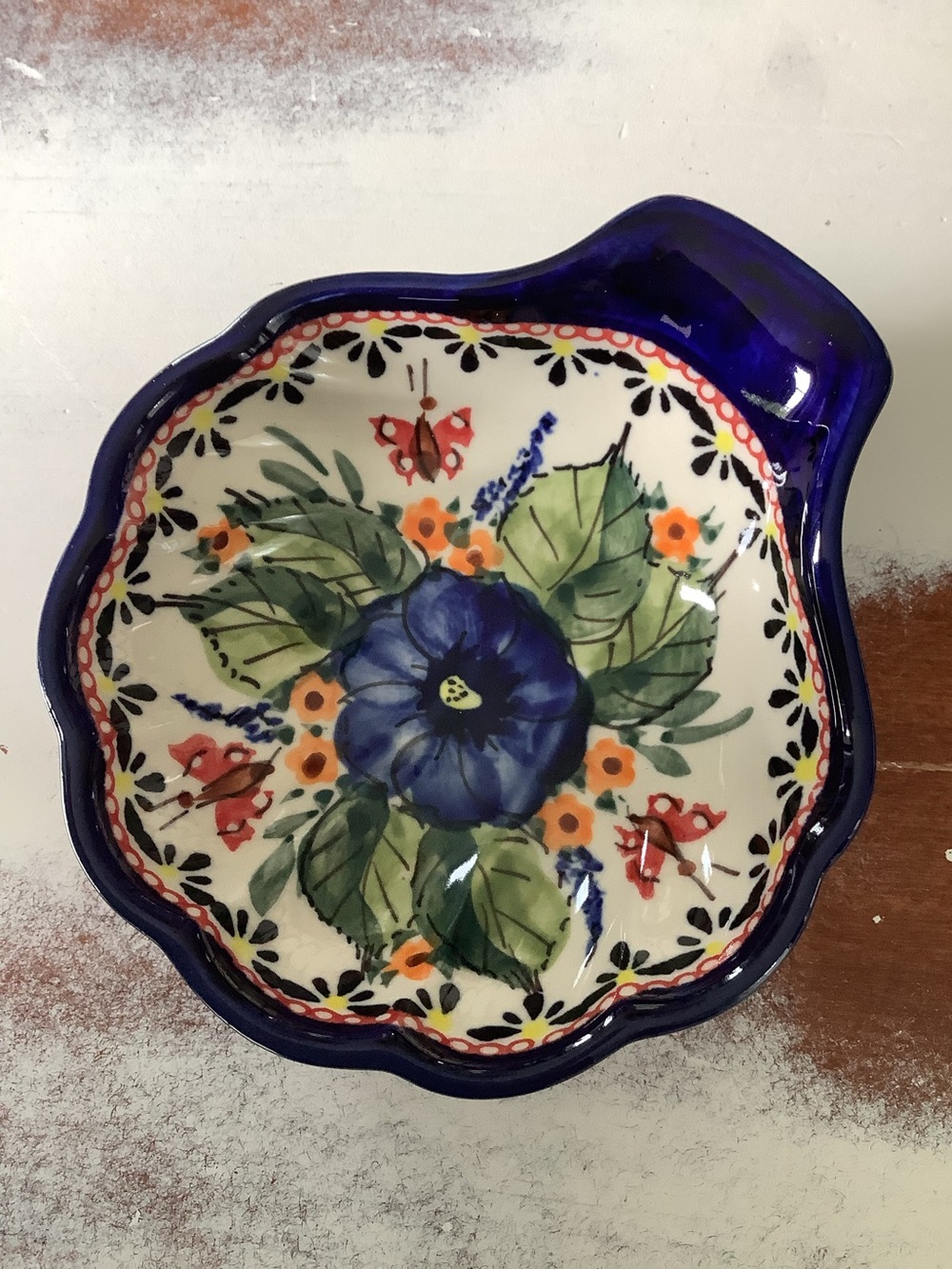 Polish Pottery UNIKAT  Seashell Bowl/spoon Holder